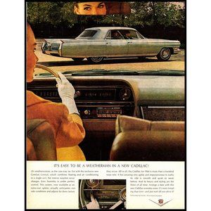 1963 Cadillac Sedan DeVille Vintage Print Ad Weatherman Woman Driver Wall Art